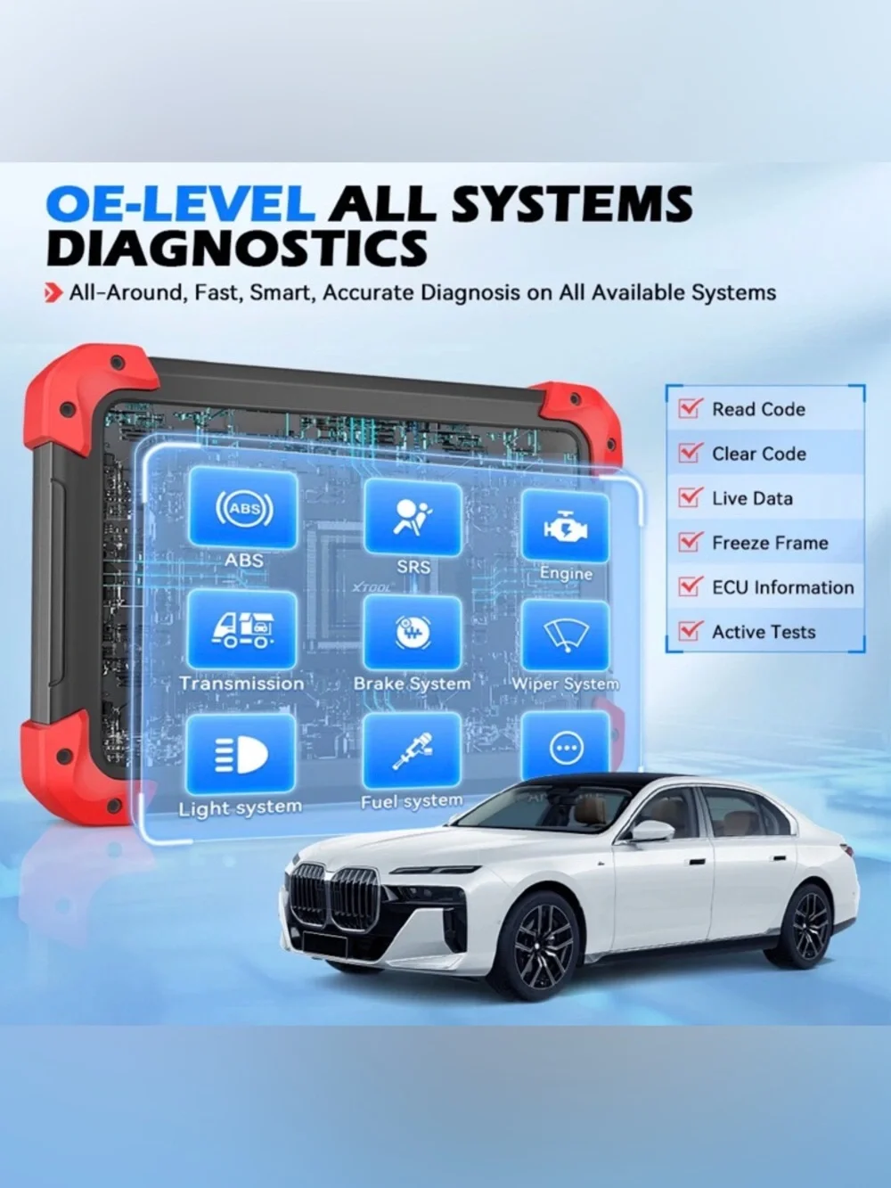 XTOOL D7 OBD2 Diagnostic Scanner Full System Diagnostic Key Program Tool